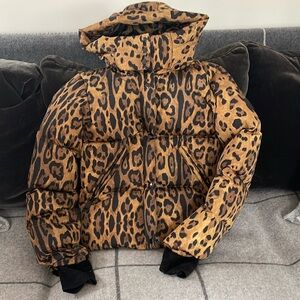 SAM. Girls’ Elsa Down Jacket in Leopard - size 16. New without tags